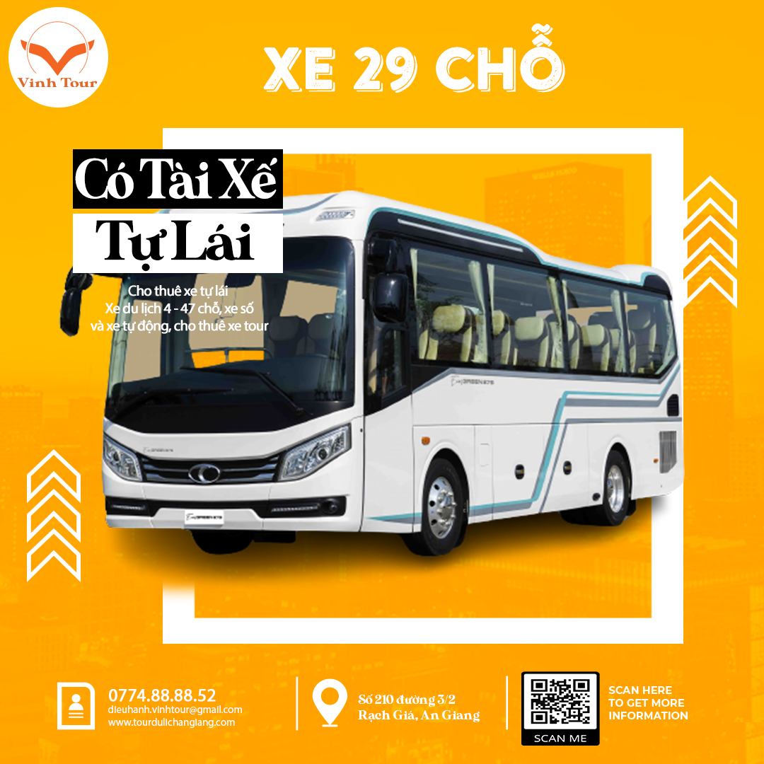 Cho thuê xe du lịch 29 chỗ Thaco Rạch Giá